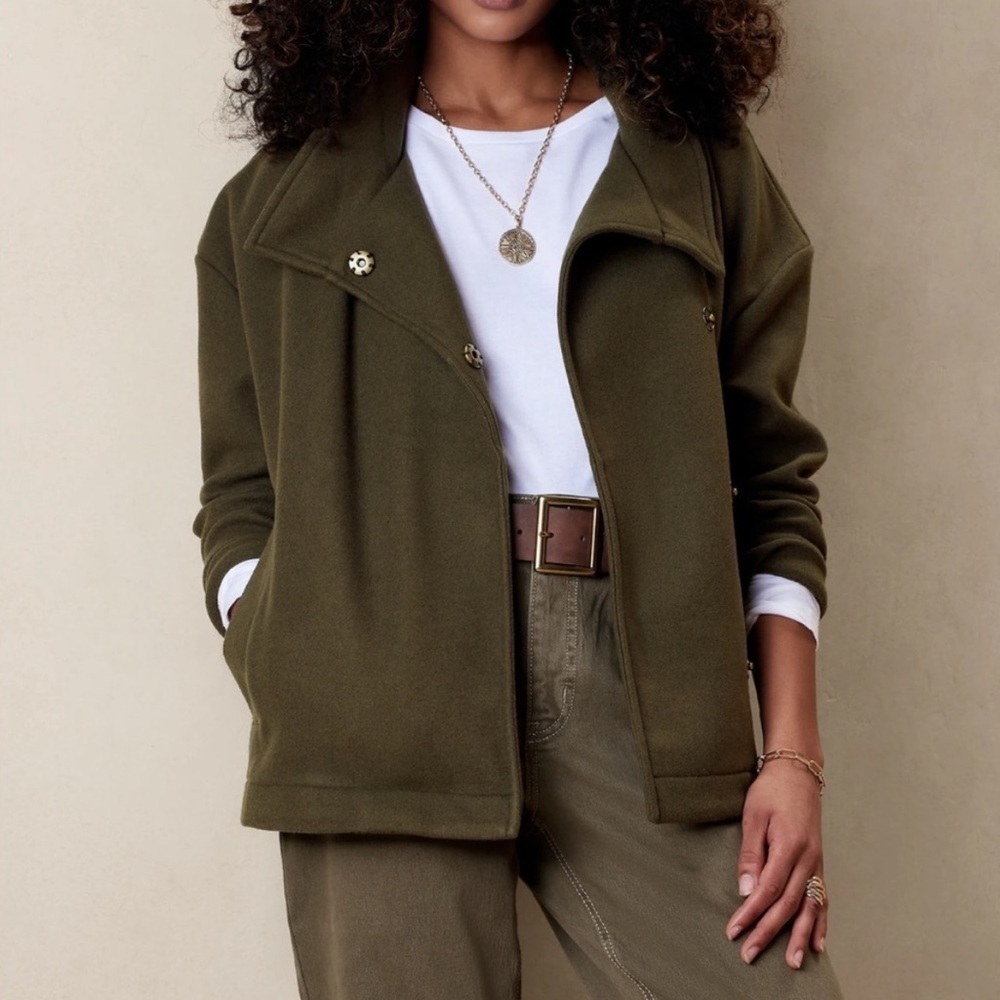 Banana Republic Factory Melton Moto Jacket‎ Green Small